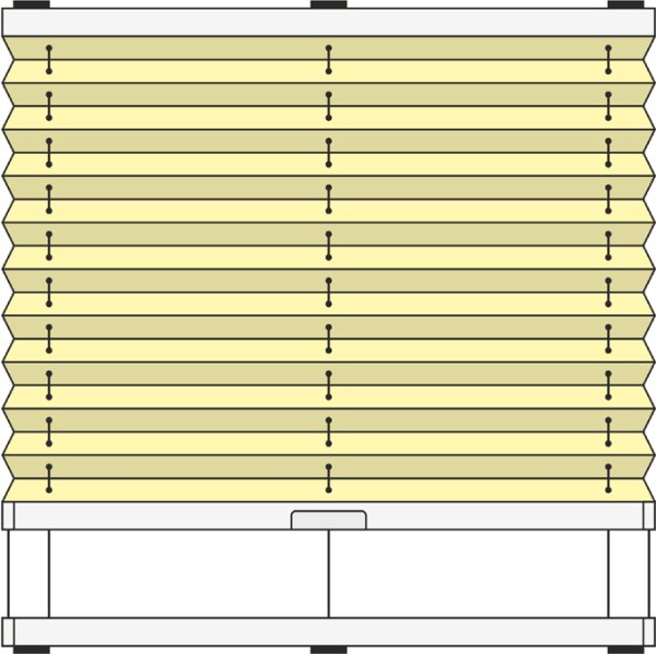 Plafond Plissee Modell PPB10, verspannt mit Bediengriff 