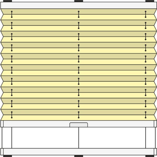 Plafond Plissee Modell PPB10, verspannt mit Bediengriff 