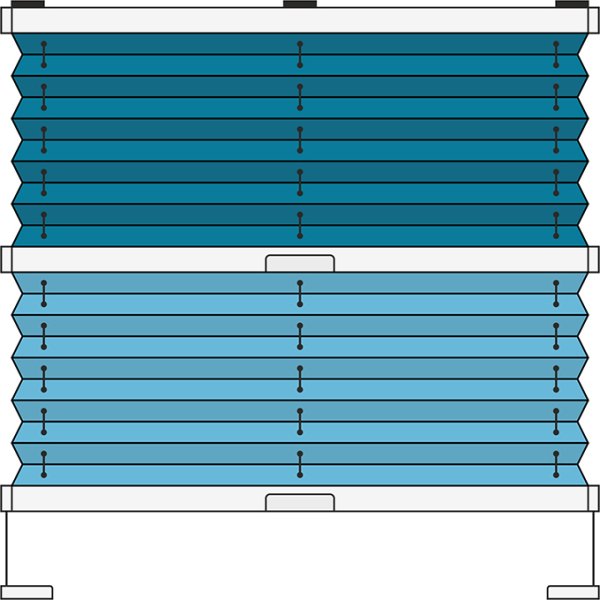 Plissee Modell VS3, Tag &amp; Nacht, verspannt mit Bediengriffen