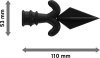 Endstücke Matteo (Pfeil) Schwarz für Gardinenstangen 16 mm Ø (2 Stück) 