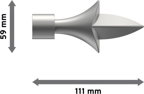 Endstücke Lily (Lilie) Silbergrau für Gardinenstangen ausziehbar 16/13 mm Ø (2 Stück)