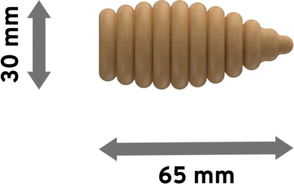 Endstücke Asta (Rillenform) Buche lackiert für Gardinenstangen 16 mm Ø (2 Stück)