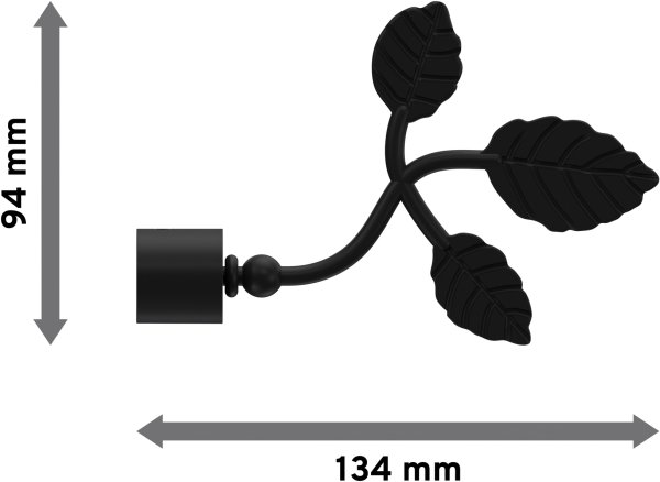 Endstücke Alessia (Blatt) Schwarz für Gardinenstangen 16 mm Ø (2 Stück)