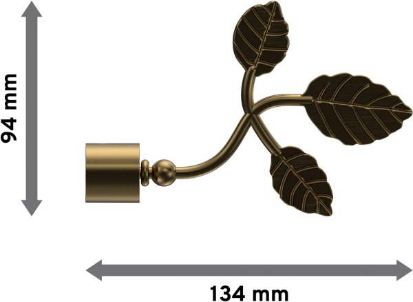 Endstücke Alessia (Blatt) Messing Antik für Gardinenstangen 16 mm Ø (2 Stück)