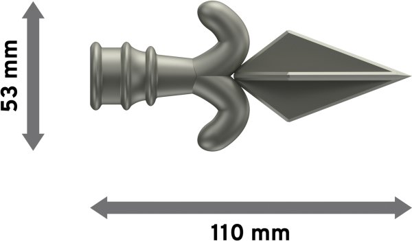 Endstücke Matteo (Pfeil) Chrom matt für Gardinenstangen 16 mm Ø (2 Stück)