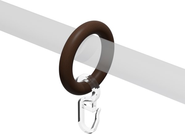 Ringe (Rundringe) Nussbaum lackiert Typ F16 für Gardinenstangen 16 mm Ø
