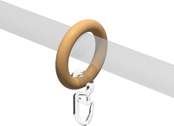 Ringe (Rundringe) Buche lackiert Typ F16 für Gardinenstangen 16 mm Ø