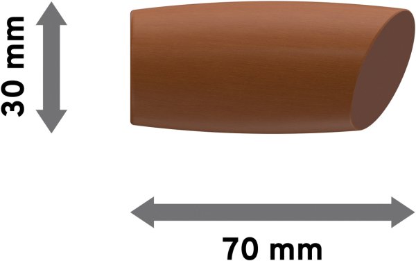 Endstücke Etta (Ellipse / Schräge) Kirschbaum lackiert für Gardinenstangen 20 mm Ø (2 Stück)