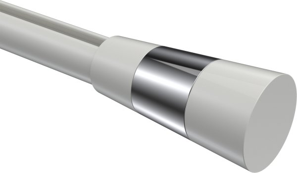 Endstücke Tanara (Konus) Weiß / Chrom für Gardinenstangen 20 mm Ø (2 Stück)