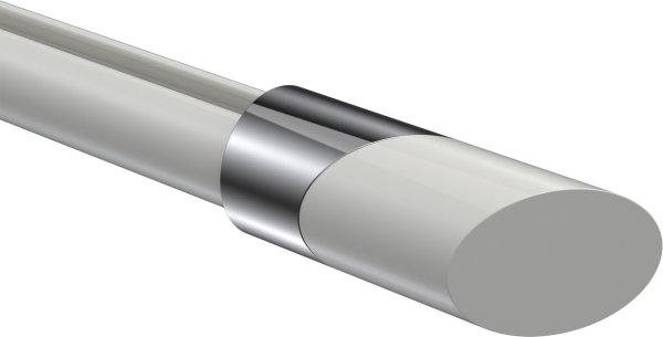 Endstücke Verano (Schräge) Chrom / Weiß für Gardinenstangen 20 mm Ø (2 Stück)