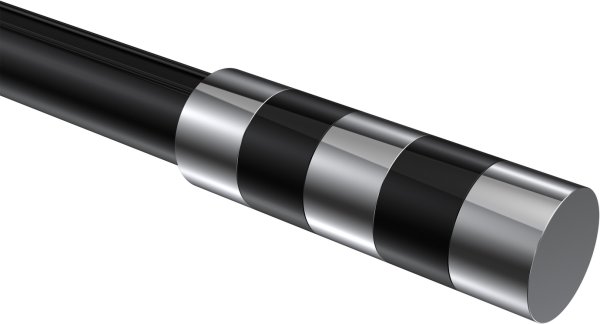 Endstücke Mavell (Zylinder) Chrom / Schwarz für Gardinenstangen 20 mm Ø (2 Stück)