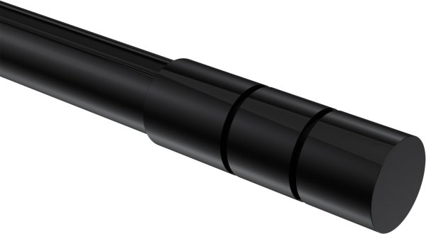 Endstücke Elanto (Rillenzylinder) Schwarz für Gardinenstangen 20 mm Ø (2 Stück)