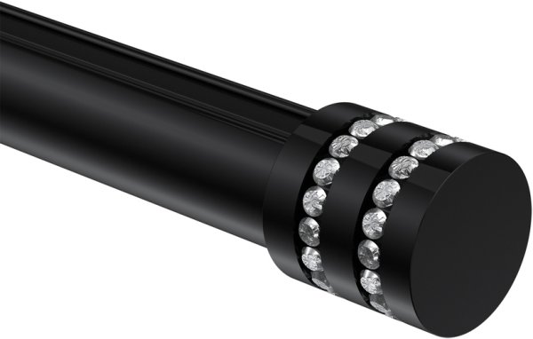 Endstücke Estana (Kappe Glitzer) Schwarz für Gardinenstangen 20 mm Ø (2 Stück)