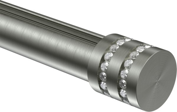 Endstücke Estana (Kappe Glitzer) Edelstahl-Optik für Gardinenstangen 20 mm Ø (2 Stück)