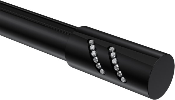 Endstücke Zoena (Zylinder Glitzer) Schwarz für Gardinenstangen 20 mm Ø (2 Stück)