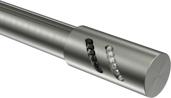Endstücke Zoena (Zylinder Glitzer) Edelstahl-Optik für Gardinenstangen 20 mm Ø (2 Stück)