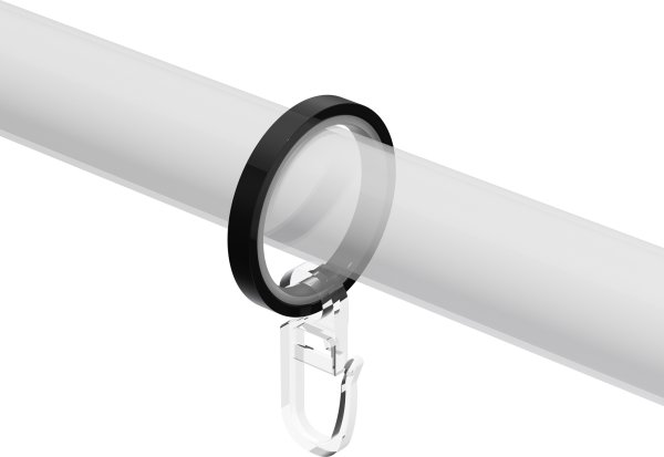 Ringe (Flachringe) mit Einlage Schwarz Typ E20 für Gardinenstangen 20 mm Ø