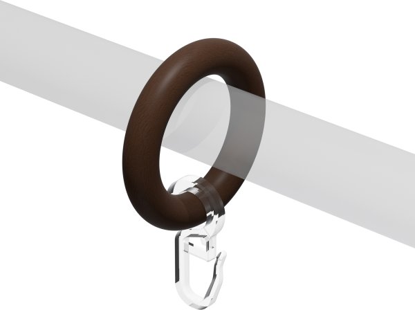 Ringe (Rundringe) Nussbaum lackiert Typ F20 für Gardinenstangen 20 mm Ø