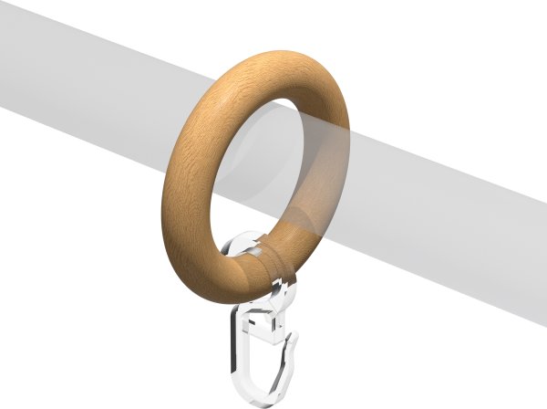 Ringe (Rundringe) Buche lackiert Typ F20 für Gardinenstangen 20 mm Ø