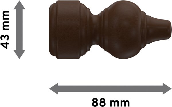 Endstücke Rondo (Rillenform) Nussbaum lackiert für Gardinenstangen 28 mm Ø (2 Stück)