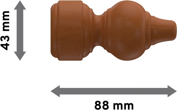 Endstücke Rondo (Rillenform) Kirschbaum lackiert für Gardinenstangen 28 mm Ø (2 Stück)