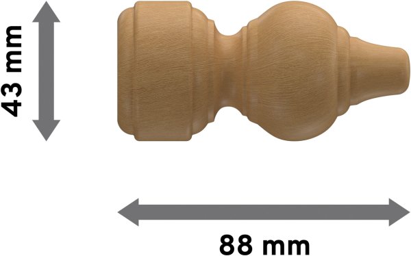 Endstücke Rondo (Rillenform) Buche lackiert für Gardinenstangen 28 mm Ø (2 Stück)
