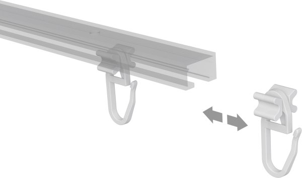 Faltengleiter / X-Gleiter mit Faltenhaken Kunststoff für Gardinenschienen / Innenlaufstangen (100 Stück)