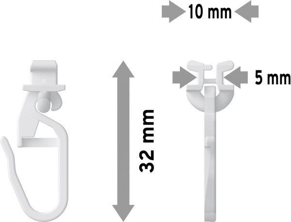Dreh-Gleiter Drehfix mit Faltenhaken Kunststoff für Innenlaufstangen (100 Stück)