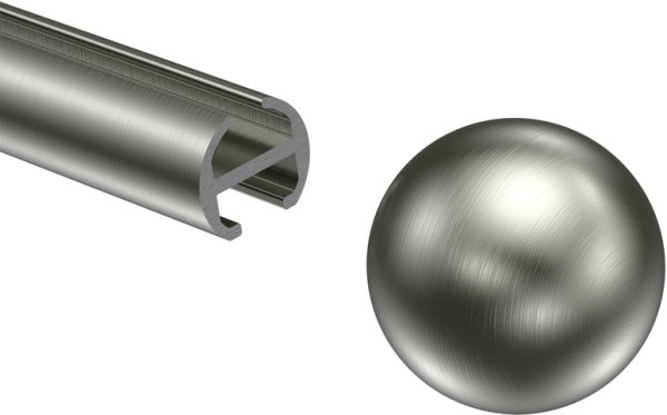 Endstücke Puros (Kugel) Edelstahl-Optik für Gardinenstangen 16 mm Ø (2 Stück)