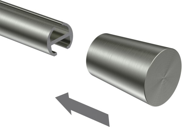 Endstücke Carelli (Konus) Edelstahl-Optik für Gardinenstangen 16 mm Ø (2 Stück)