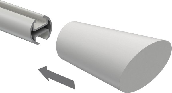 Endstücke Bero (Konus / Schräge) Weiß lackiert für Gardinenstangen 20 mm Ø (2 Stück)