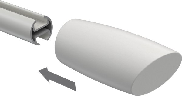 Endstücke Etta (Ellipse / Schräge) Weiß lackiert für Gardinenstangen 20 mm Ø (2 Stück)