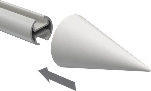 Endstücke Siveo (Kegel) Weiß lackiert für Gardinenstangen 20 mm Ø (2 Stück)