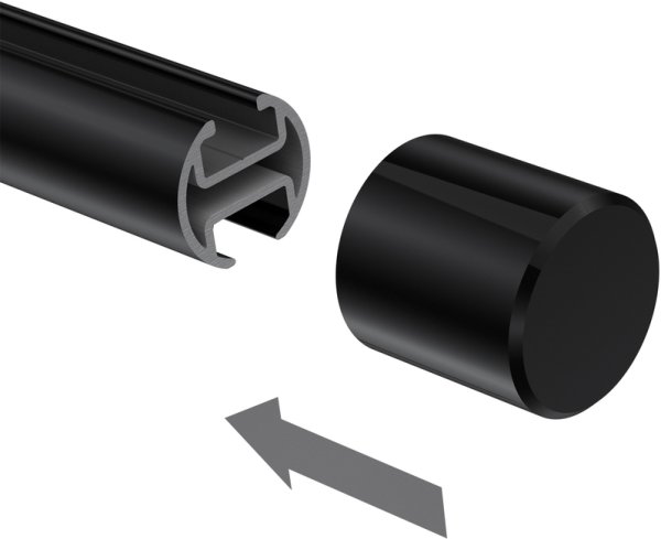 Endstücke Santo (Kappe) Schwarz für Gardinenstangen 20 mm Ø (2 Stück)