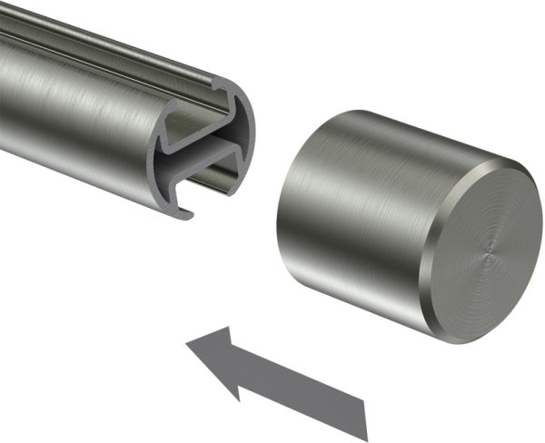 Endstücke Santo (Kappe) Edelstahl-Optik für Gardinenstangen 20 mm Ø (2 Stück)
