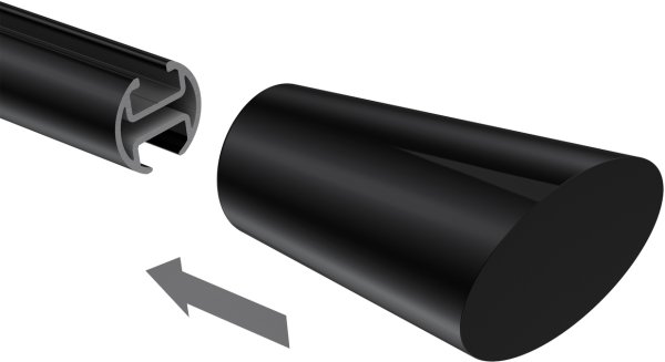 Endstücke Bento (Konus / Schräge) Schwarz für Gardinenstangen 20 mm Ø (2 Stück)