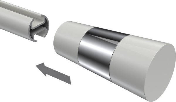 Endstücke Tanara (Konus) Weiß / Chrom für Gardinenstangen 20 mm Ø (2 Stück)