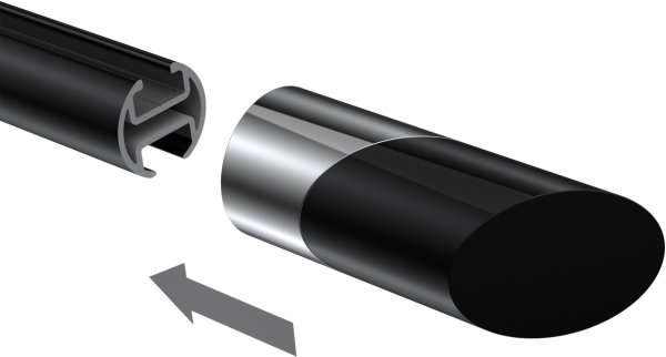 Endstücke Verano (Schräge) Chrom / Schwarz für Gardinenstangen 20 mm Ø (2 Stück)