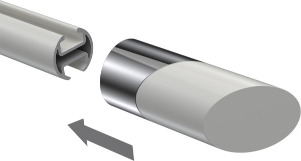 Endstücke Verano (Schräge) Chrom / Weiß für Gardinenstangen 20 mm Ø (2 Stück)