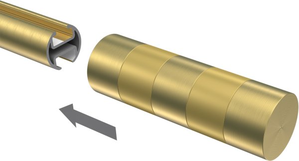 Endstücke Mavell (Zylinder) Messing-Optik / Satin-Gold für Gardinenstangen 20 mm Ø (2 Stück)