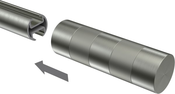 Endstücke Mavell (Zylinder) Edelstahl-Optik / Satin-Silber für Gardinenstangen 20 mm Ø (2 Stück)