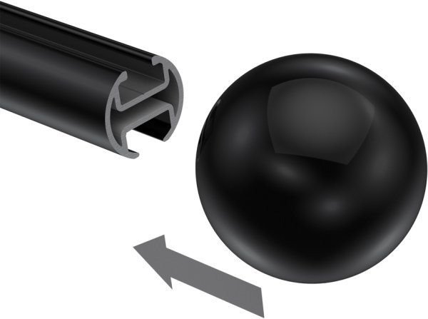 Endstücke Luino (Kugel) Schwarz für Gardinenstangen 20 mm Ø (2 Stück)