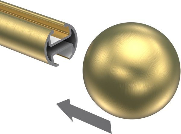 Endstücke Luino (Kugel) Messing-Optik für Gardinenstangen 20 mm Ø (2 Stück)