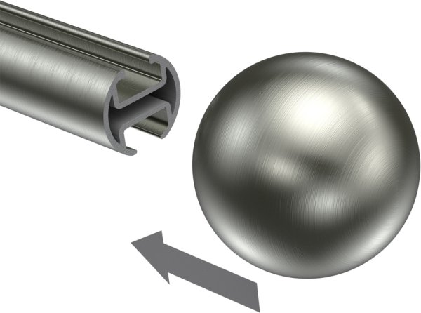 Endstücke Luino (Kugel) Edelstahl-Optik für Gardinenstangen 20 mm Ø (2 Stück)