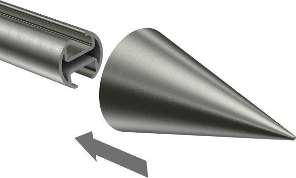 Endstücke Savio (Kegel) Edelstahl-Optik für Gardinenstangen 20 mm Ø (2 Stück)