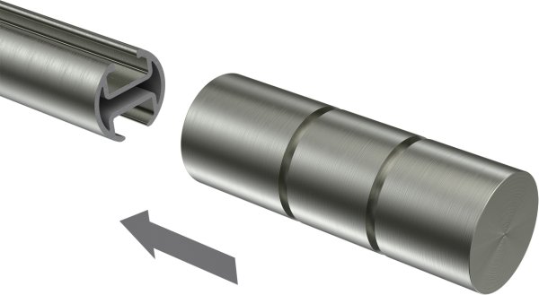 Endstücke Elanto (Rillenzylinder) Edelstahl-Optik für Gardinenstangen 20 mm Ø (2 Stück)