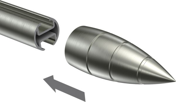 Endstücke Samanto (Rillenpatrone) Edelstahl-Optik für Gardinenstangen 20 mm Ø (2 Stück)