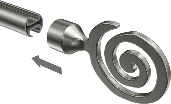 Endstücke Galaxa (Spirale) Edelstahl-Optik für Gardinenstangen 20 mm Ø (2 Stück)