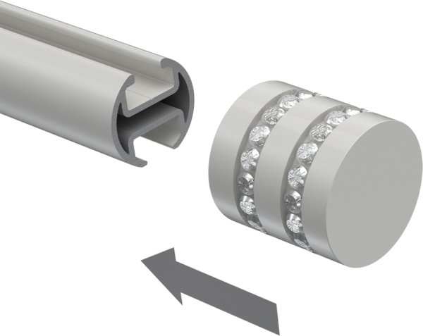 Endstücke Estana (Kappe Glitzer) Weiß für Gardinenstangen 20 mm Ø (2 Stück)