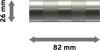 Endstücke Mavell (Zylinder) Edelstahl-Optik / Satin-Silber für Gardinenstangen 20 mm Ø (2 Stück) 
